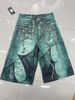 Men's Clothing New Fashion Favorite! Metal Decoration Mesh Printing Retro Style Metal Element Denim Shorts WL427 1_mkmklike.com