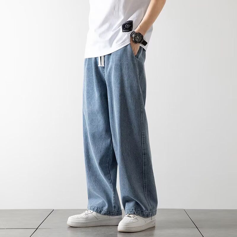 Men's Clothing Straight Jeans Spring And Summer Thin High Street Loose Wide Leg Pants Men's Long Pants_mkmklike.com