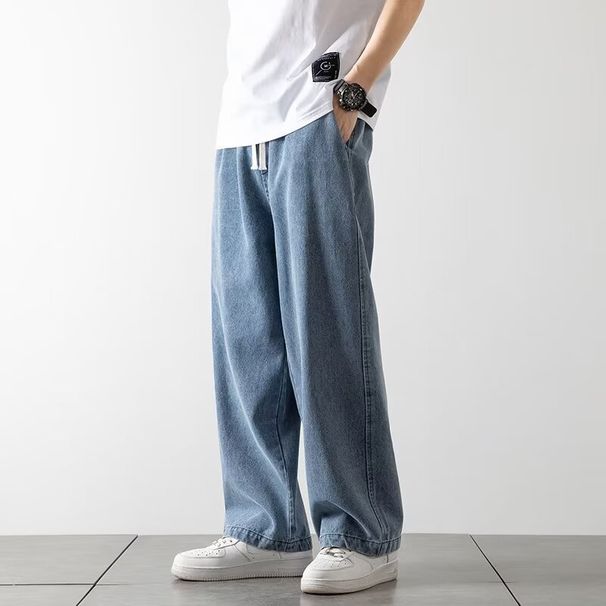 Men's Clothing Straight Jeans Spring And Summer Thin High Street Loose Wide Leg Pants Men's Long Pants_mkmklike.com
