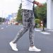 Men's Slim Straight Stretch Jeans - Distressed Black & Grey Denim Pants For Casual Wear - High Waist Comfort Fit - Vintage Style_mkmklike.com