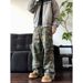 Men's Clothing Cleanfit High Street Distressed Patchwork Camouflage Distressed Denim Jeans - Loose Fit, Streetwear, Summer, Comfortable, Stylish_mkmklike.com