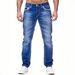Men's Stretch Skinny Jeans Multi Layered Design Slim Fit Blue Trousers Comfortable & Stylish Denim For Casual_mkmklike.com