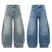 Men's Clothing New Worn Scimitar Pants Loose Mopping Washed Old Jeans American Retro Trousers_mkmklike.com