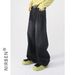 Nirben Denim | Basic Walking Volume, Ten Colors Can Be Selected, Loose Semi-elastic Waist Loose Straight Denim Trousers_mkmklike.com