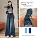 Retro Double-breasted High-waisted Wide-leg Jeans Women, Spring, Plus Size, For Pear-shaped Body Types, Loose Fit,_mkmklike.com