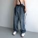Men's Loose Straight Leg Wide Leg Jeans Japanese Retro Style American Inspired Solid Color Trendy High Street Dad Jeans_mkmklike.com