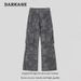 American High Street Fashion Brand Camouflage Rivet Multi-Pocket Cargo Jeans Unisex Loose Flared Wide-Leg Pants_mkmklike.com