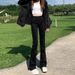 Slightly Flared Raw Edge Design Jeans For Women, 2024 Autumn And Winter New Slim Fit, Versatile, American Style, Trendy_mkmklike.com