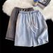 Men's Summer Stretch Waist Denim Shorts - Relaxed Fit Straight Leg Casual Athletic Shorts With Elastic Band (Grey, Light Blue, Dark Blue)_mkmklike.com