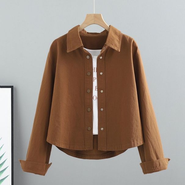 Chicco Short Cotton Denim Jacket Sring Autumn New Korean Style Loose Versatile Long Sleeve High-end Shirt Women Fashionable_mkmklike.com