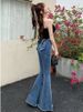 K New Arrivals 3D Bow Denim Pants For Women High-Waisted Versatile Slimming Flared Leggings_mkmklike.com