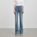 Premium High-Waisted Flared Jeans For Women – Vintage Washed Denim With Raw Hem (Blue/Black, Stretch Comfort Fit)_mkmklike.com