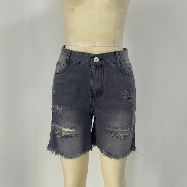K Broken Hole, Rough Edge, Cow Size Shorts, Women's Slimming Look, Women's Jeans_mkmklike.com