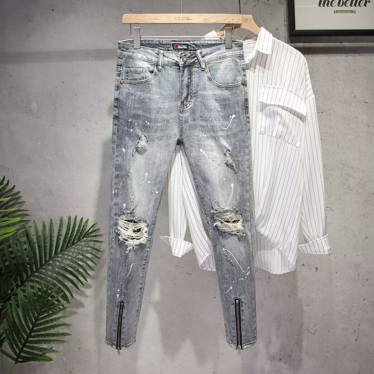 Men's Distressed Jeans High End Spring Autumn New Trendy Brand_mkmklike.com