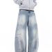 Men's Clothing Washed And Distressed Niche Design Wide Leg Pants For Teenagers Spring And Autumn New Split Deconstruction Design Jeans_mkmklike.com