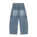 American Style Patch Pocket Scimitar Jeans For Men Loose Street Washed Versatile Casual Oversized Wide-Leg Pants_mkmklike.com