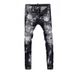 Men's Clothing High Street Fashion Ripped Jeans Distressed Black Grey Washed Paint Printing And Dyeing Slightly Elastic Slim Fit Skinny Jeans_mkmklike.com