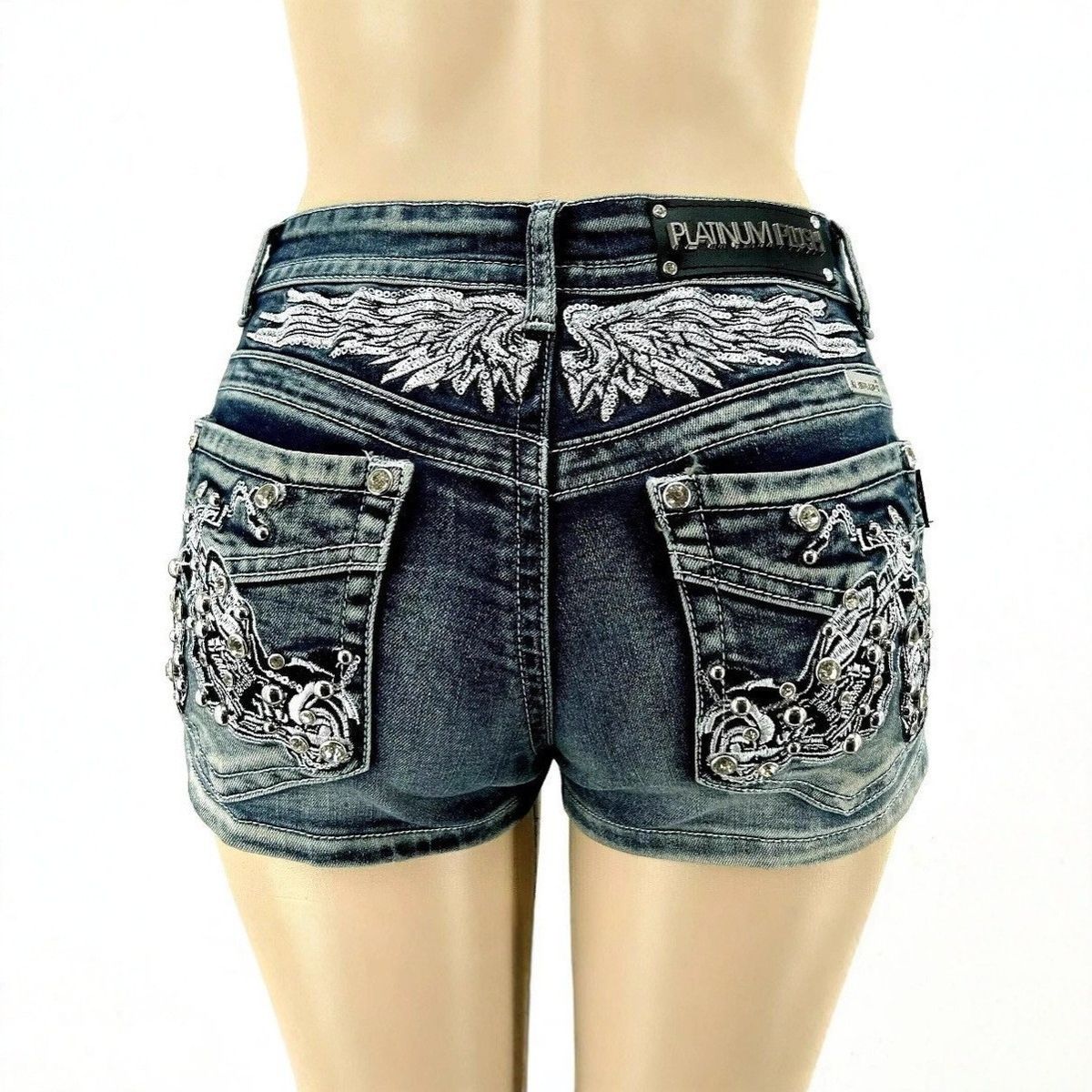 Women's Y2K Sexy Baby Jeans Cross Embroidered Design Low Rise Washed Flared Trousers European American Style_mkmklike.com