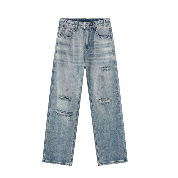 EF JEANS | 2024 New Versatile American Street Cool Handsome Destroying Wind Hole Washed, White Jeans_mkmklike.com