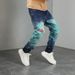 Men's Relaxed Straight Fit Jeans With Oil Painting Washed Design – Distressed Denim Pants For Casual Streetwear_mkmklike.com