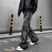 Men's Washed Tie Dye Flared Jeans Vibe Brand American Style Retro Zippered Straight Leg Trousers Cool Heavy Duty Niche_mkmklike.com