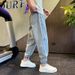 Men's Trendy Harem Jeans Loose Fit Tapered Knee Cropped Casual Pants American High Street Style Versatile Cool Washed_mkmklike.com