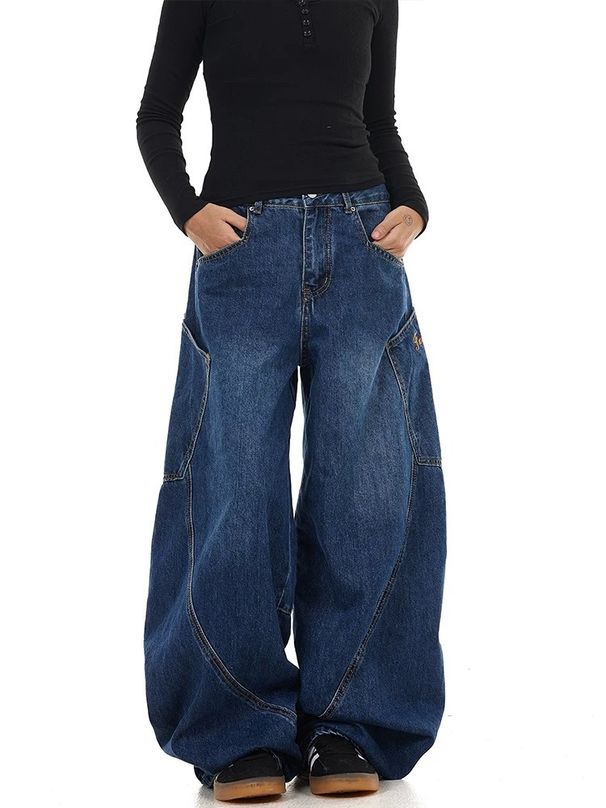 Gothic Utility Jeans – Oversized Cargo Pants With Scythe Pockets & Drop Hem_mkmklike.com