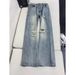 Unisex High Street Style Retro Distressed Jeans Loose Fit Slimming Straight Leg Slightly Flared Pants_mkmklike.com
