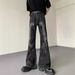 Washed Old Cracked Pleated Wide-leg Jeans Men's Vibe American High Street Niche Loose Casual Straight Pants_mkmklike.com