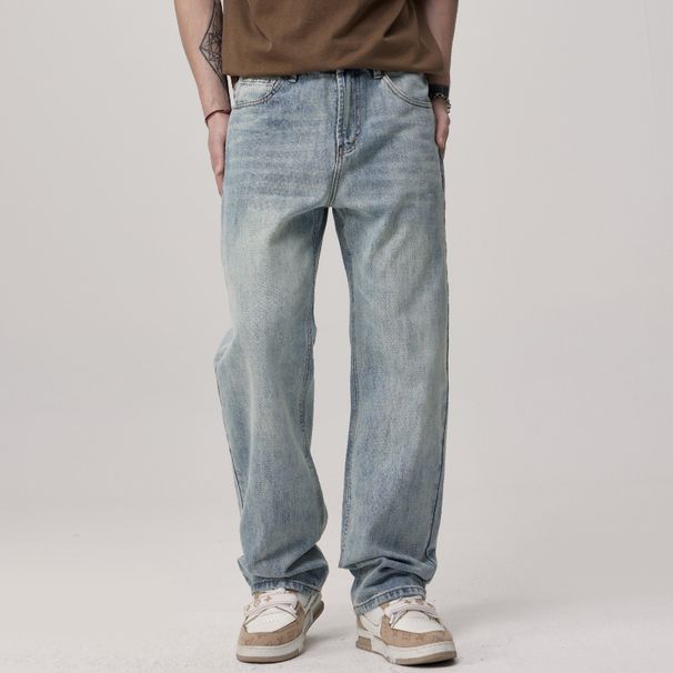 Nordmann Muqiu Clothing | American Street Retro Washed Jeans Men's Loose Cleanfit Distressed Versatile Long Pants_mkmklike.com