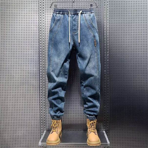 Men's Baggy Cargo Jogger Pants Retro Washed Cotton-Blend Drop Crotch Casual Trousers With Adjustable Drawstring & Tapered Cuffs_mkmklike.com