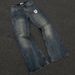 Vintage Washed Flared Jeans – Retro 70s-Inspired High-Waisted Bell Bottoms With Distressed Print (S-XXXL, Classic Blue)_mkmklike.com
