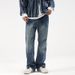 Men's Clothing Nostalgic Micro Flared Jeans Men's Autumn And Winter Retro Drape Washed Pants Loose Casual High Street Straight_mkmklike.com