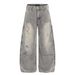 Unisex High Waist Vintage Washed Straight-Leg Jeans Relaxed Fit Distressed Details Grey S-3XL Men's Clothing Denim_mkmklike.com