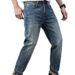 "Vintage Washed Denim Jeans For Men - Lightweight 12OZ Selvedge Straight Leg Retro Casual Pants With Distressed Details"_mkmklike.com
