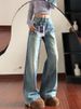 Retro High-waisted Washed Wide-leg Jeans For Women, 2025 Autumn Winter New Style, Loose And Slimming Design With_mkmklike.com