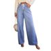 High-Waisted Wide-Leg Jeans For Women – Adjustable Drawstring Comfort Denim Pants (Classic Blue, S-XXL)_mkmklike.com