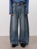 Men's Clothing Vintage Distressed Straight-Leg Jeans For Men & Women – Retro Blue Washed Denim With Artistic Fading & Unique Pocket Detailing (S-XXL)_mkmklike.com