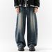 New Men's Wide Leg Straight Leg Jeans 2025 High Street Trendy Brand Casual Long Pants Loose Fit for Youth Autumn Winter Washed_mkmklike.com