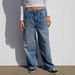Women's High Waist Straight Leg Jeans - Vintage Washed Blue Denim Pants For Street Style Fashion Trends_mkmklike.com