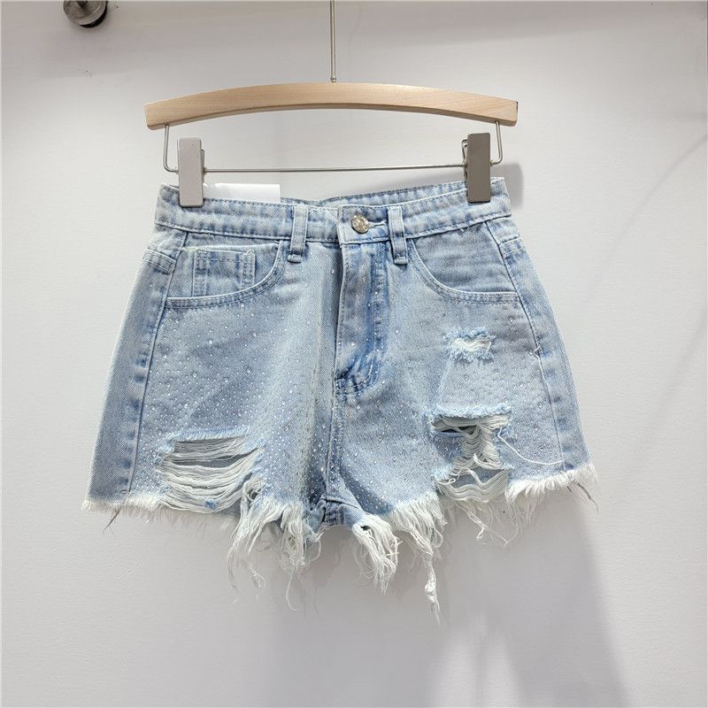 Women's Clothing Shorts For Women New Summer Wear High Waist Slim Heavy Color Hot Diamond Hot Girl Wide Leg Hot Pants_mkmklike.com