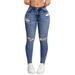 Women's High Waist Skinny Jeans – Stretch Ripped Denim Pants (75% Cotton, Slim Fit, Distressed Wash, Tummy Control, Versatile Style)_mkmklike.com