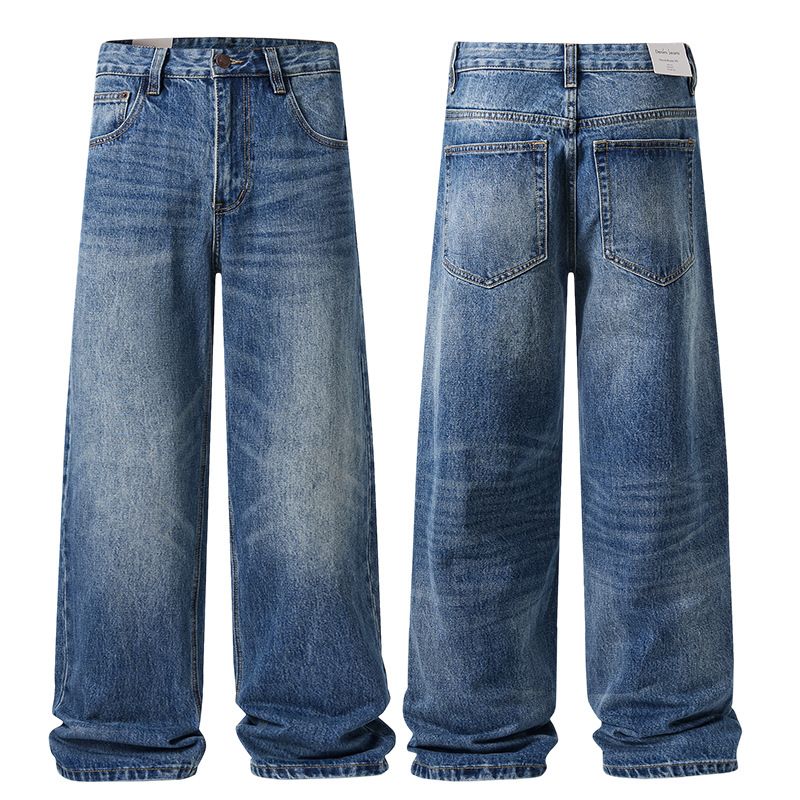 Men's Clothing & Archer0603 & Straight Leg Jeans Men's Autumn And Winter New Style Loose Wide Leg Pants Washed Casual Long Trousers Trendy_mkmklike.com