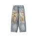 American Punk Washed Vintage Dirty Jeans Oversized Niche Street Style Loose Wide-Leg Pants Men's Trend_mkmklike.com