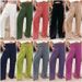 Women's Clothing New Women Pants Office Lady Cotton Linen Pockets Solid Loose Casual White Wide Leg Long Trousers_mkmklike.com