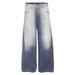Acid-Washed Gradient Blue Jeans For Men – Vintage Warp & Weft Grid Denim, Loose Drape Straight Leg Wide Fit Pants (Blue, S-2XL)_mkmklike.com