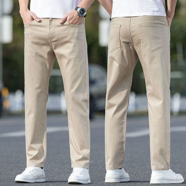 Spring/Summer Laisel Men's Denim Casual Pants Loose Straight Stretch Business Men's Long Pants Korean Edition_mkmklike.com