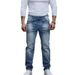 Men's Slim Fit Stretch Jeans Business Casual Straight Leg Long Pants Mid Waist Machine Washable_mkmklike.com