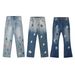 Men's Clothing Lightning Jeans Snow Mountain Gradient Destruction Scar Straight Trend Fashion High Street Fashion Brand High Ounce Limited Edition_mkmklike.com
