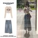 Chicco Internet Celebrity Street Style Slim Fit Short Hooded Knit Sweater + High Waist Frayed Denim Skirt Autumn Set For Women_mkmklike.com